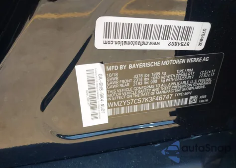 2019 Mini Countryman Cooper z USA, uszkodzony, nr VIN WMZYS7C57K3F46747